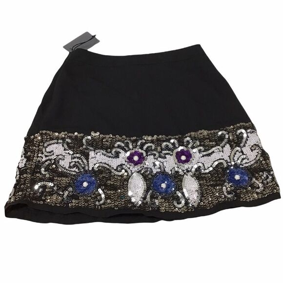 NBD Black Micro Mini Skirt Sequin Embellishments Size XS New Without Tag - Picture 2 of 10